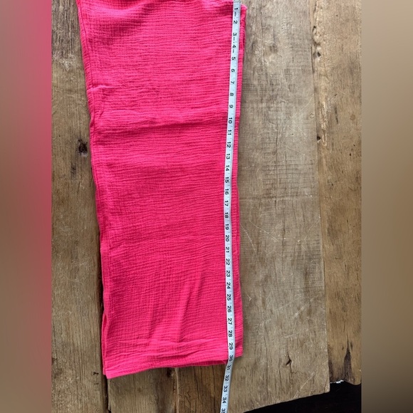 NWT DKNY Pull On Gauze Cotton Coral Wide Leg Pants~Pockets~Beach Coral~XL - Picture 9 of 10